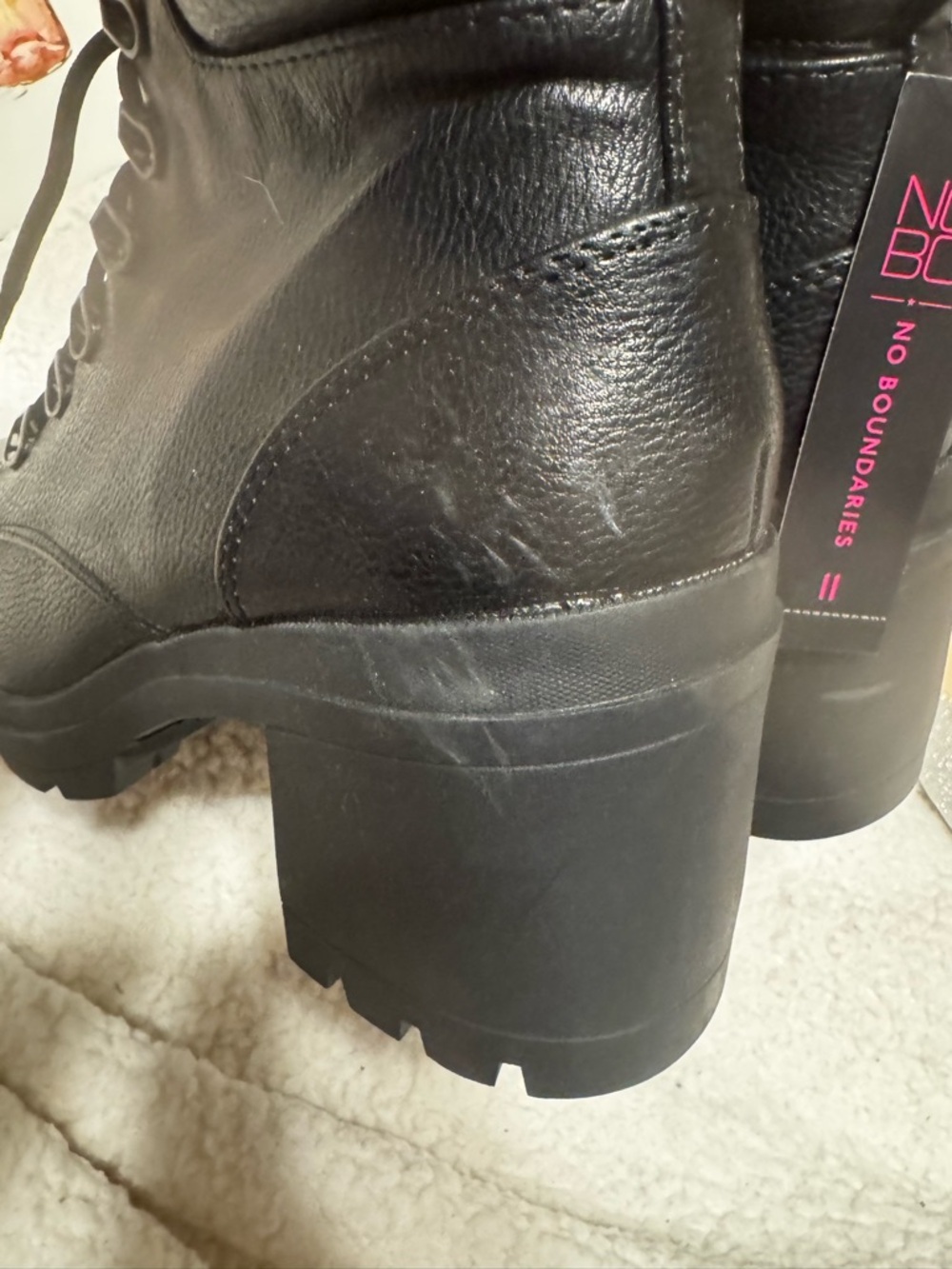 No Boundaries Black Lace-Up Combat Boots with Lug Sole‎ - Picture 7 of 9